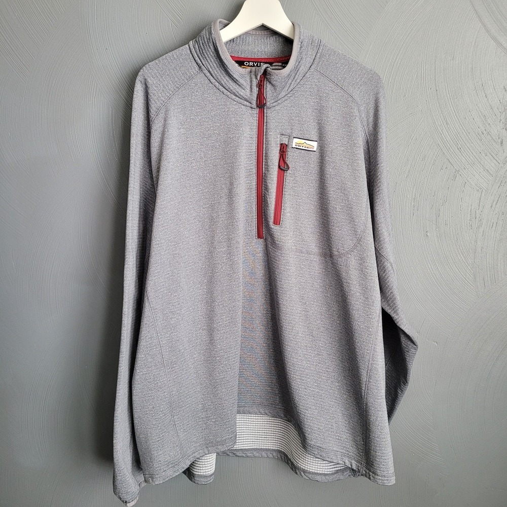 ORVIS Sweater Mens Size XXL Heather Gray Horseshoe Hills 1/4 Zip Pullover Fleece